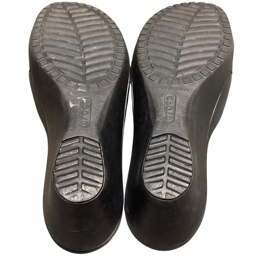 Crocs Womens Black Wedge Sassari Sandals Size‎ 10 EUC
